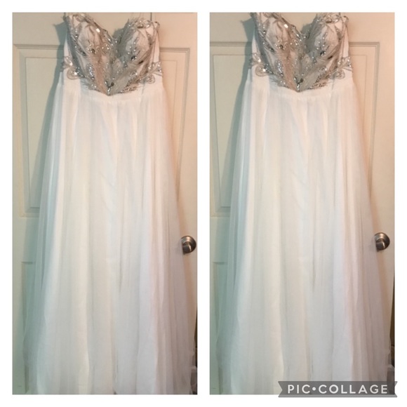 Aidan Mattox strapless beaded bodice long gown - Picture 3 of 7